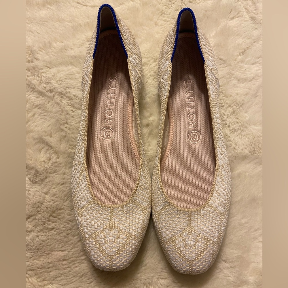* New Rothy's retired square ballet flat in Lily knit 9.5 Cream Women's - Picture 2 of 7